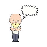 Cartoon Shocked Bald Man With Beard With Speech Bubble Stock Image