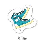 Cartoon sticker with sneakers on white background. stock illustration Cartoon sticker with sneakers on white background. stock illustration