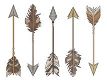Cartoon style illustration vector set of different target arrows decorated with natural bird feathers royalty free illustration Cartoon style illustration vector set of different target arrows decorated with natural bird feathers royalty free illustration