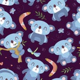Cartoon style koala seamless pattern vector illustration Cartoon style koala seamless pattern vector illustration