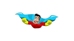Cartoon superhero flying isolated animation
