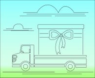 Cartoon truck with a gift royalty free illustration Cartoon truck with a gift royalty free illustration