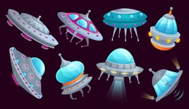 Cartoon Ufo Spaceship. Alien Spacecraft Futuristic Vehicle, Space Invaders Ship And Flying Saucer Isolated Vector Set Royalty Free Stock Photo Cartoon Ufo Spaceship. Alien Spacecraft Futuristic Vehicle, Space Invaders Ship And Flying Saucer Isolated Vector Set Royalty Free Stock Photo