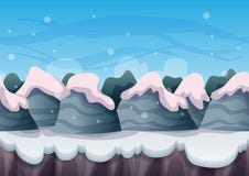 Cartoon vector snow landscape with separated layers for game and animation vector illustration Cartoon vector snow landscape with separated layers for game and animation vector illustration