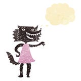 Cartoon Wolf Girl With Thought Bubble Royalty Free Stock Photos