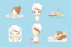 Cartoon young woman enjoy spa vector illustration Cartoon young woman enjoy spa vector illustration