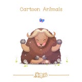 Cartoons: Tibetan yak meditating in dandelions. royalty free illustration Cartoons: Tibetan yak meditating in dandelions. royalty free illustration