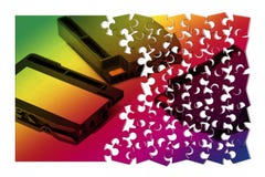 Cartuchos plásticos coloridos do Inkjet com etiqueta branca para o inse do texto imagens de stock Cartuchos plásticos coloridos do Inkjet com etiqueta branca para o inse do texto imagens de stock
