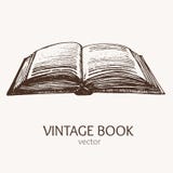 Cartão aberto do esboço da tração da mão de livro do vintage Vetor ilustração royalty free Cartão aberto do esboço da tração da mão de livro do vintage Vetor ilustração royalty free