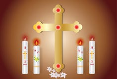 Cartão da Páscoa com a vela ardente ilustração do vetor Cartão da Páscoa com a vela ardente ilustração do vetor