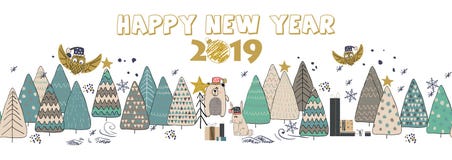 Cartão do ano novo feliz 2019 para seu projeto ilustração do vetor Cartão do ano novo feliz 2019 para seu projeto ilustração do vetor