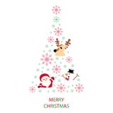 Cartão do Feliz Natal com Papai Noel, rena e boneco de neve ilustração do vetor Cartão do Feliz Natal com Papai Noel, rena e boneco de neve ilustração do vetor