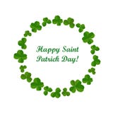 Cartão feliz do dia do ` s de StPatrick, ilustração com trevo bonito, quadro redondo do trevo Imagem de Stock Royalty Free Cartão feliz do dia do ` s de StPatrick, ilustração com trevo bonito, quadro redondo do trevo Imagem de Stock Royalty Free