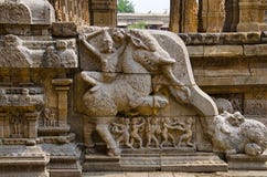 Carved staircase of Airavatesvara Temple, Darasuram, near Kumbakonam, Tamil Nadu, India.