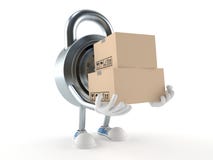 Carácter de la cerradura de combinación con las cajas stock de ilustración Carácter de la cerradura de combinación con las cajas stock de ilustración