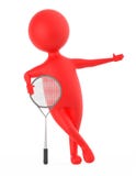 carácter rojo 3d con un palo del tenis stock de ilustración carácter rojo 3d con un palo del tenis stock de ilustración