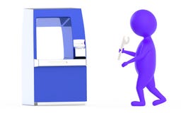 caráter roxo do técnico de 3d atm ilustração royalty free caráter roxo do técnico de 3d atm ilustração royalty free