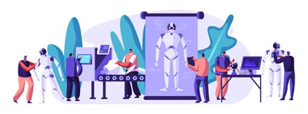 Caráteres dos coordenadores que fazem e robôs de programação Tecnologia de programação do hardware e da robótica no labora ilustração do vetor Caráteres dos coordenadores que fazem e robôs de programação Tecnologia de programação do hardware e da robótica no labora ilustração do vetor