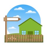 Casa verde e sinal em branco ilustração royalty free Casa verde e sinal em branco ilustração royalty free