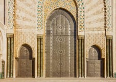Casablanca in Morocco. entrance door of mosque Hassan II Royalty Free Stock Image Casablanca in Morocco. entrance door of mosque Hassan II Royalty Free Stock Image