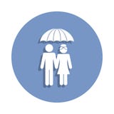 casal sob um ícone do guarda-chuva no estilo do crachá Um do ícone da coleção da família pode ser usado para UI, UX ilustração royalty free casal sob um ícone do guarda-chuva no estilo do crachá Um do ícone da coleção da família pode ser usado para UI, UX ilustração royalty free