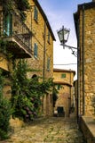 Casale Marittimo old stone village in Maremma. Picturesque flowery street and traditional houses. Tuscany, Italy. royalty free stock image Casale Marittimo old stone village in Maremma. Picturesque flowery street and traditional houses. Tuscany, Italy. royalty free stock image