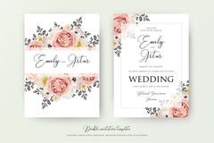Casandose la acuarela doble floral invite, invitación, ahorran a DA ilustración del vector Casandose la acuarela doble floral invite, invitación, ahorran a DA ilustración del vector
