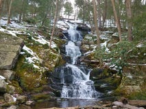 Cascade boisée hivernale images libres de droits Cascade boisée hivernale images libres de droits