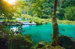 Cascades National Park in Guatemala Semuc Champey stock images Cascades National Park in Guatemala Semuc Champey stock images