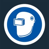 Casco de la soldadura del desgaste del s?mbolo en el fondo negro, llustration del vector libre illustration Casco de la soldadura del desgaste del s?mbolo en el fondo negro, llustration del vector libre illustration