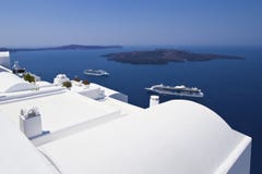 Case lavate bianche di Santorini fotografia stock Case lavate bianche di Santorini fotografia stock