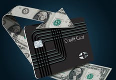 Cash back credit card rewards are illustrated here with a looping arrow made of dollar bills wrapping around a cash back card. stock illustration Cash back credit card rewards are illustrated here with a looping arrow made of dollar bills wrapping around a cash back card. stock illustration