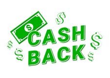 Cashback symbolsrengöringsduk på vit bakgrund stock illustrationer Cashback symbolsrengöringsduk på vit bakgrund stock illustrationer