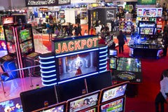 Casino room Jackpot slot machines royalty free stock image Casino room Jackpot slot machines royalty free stock image