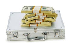 Cassa del metallo e lotti dei dollari Immagini Stock Cassa del metallo e lotti dei dollari Immagini Stock