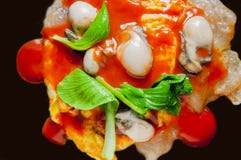 Casse-croûte traditionnels de Taïwan, omelette d'huître image stock Casse-croûte traditionnels de Taïwan, omelette d'huître image stock