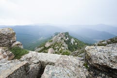 Castel de Peyrepertuse en Aude, France images libres de droits Castel de Peyrepertuse en Aude, France images libres de droits