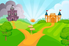 Castelli diabolici e buoni di favola royalty illustrazione gratis Castelli diabolici e buoni di favola royalty illustrazione gratis