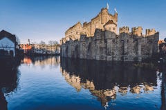 Castello di Gravensteen a Gand, Belgio fotografia stock Castello di Gravensteen a Gand, Belgio fotografia stock