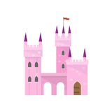 Castelo cor-de-rosa bonito com constru??o da torre para a princesa do rei ilustração stock Castelo cor-de-rosa bonito com constru??o da torre para a princesa do rei ilustração stock