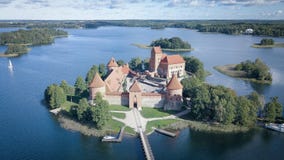 Castillo aéreo de Trakai en Vilna Lituania imagen de archivo Castillo aéreo de Trakai en Vilna Lituania imagen de archivo