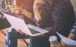 Casual home worker sitting in a row in meeting royalty free stock photos Casual home worker sitting in a row in meeting royalty free stock photos