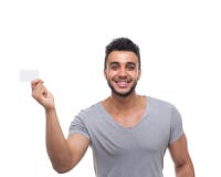 Casual Man Displaying Blank Board Happy Smile stock images Casual Man Displaying Blank Board Happy Smile stock images