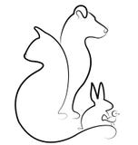 Cat, dog, bird and rabbit logo