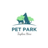 Cat and dog at park logo vector illustration Cat and dog at park logo vector illustration