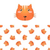 Cat Head Icon And Pattern illustration de vecteur Cat Head Icon And Pattern illustration de vecteur