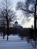 Catedral de Cristo o salvador de Moscou no inverno fotografia de stock Catedral de Cristo o salvador de Moscou no inverno fotografia de stock