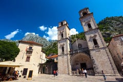 Cathedral Of Saint Tryphon, Kotor Old Town, Montenegro - August Royalty Free Stock Images Cathedral Of Saint Tryphon, Kotor Old Town, Montenegro - August Royalty Free Stock Images