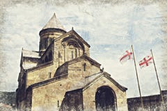 Cathédrale de Svetitskhoveli dans Mtskheta, la Géorgie Digital Art Impas illustration stock Cathédrale de Svetitskhoveli dans Mtskheta, la Géorgie Digital Art Impas illustration stock