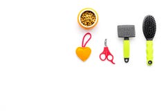 Cats and dogs toys and acessories for pets white background top view mockup royalty free stock photo Cats and dogs toys and acessories for pets white background top view mockup royalty free stock photo